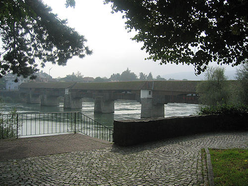 Historical wooden Rhine bridge