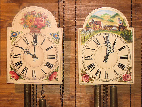 Black Forest painted shield clock